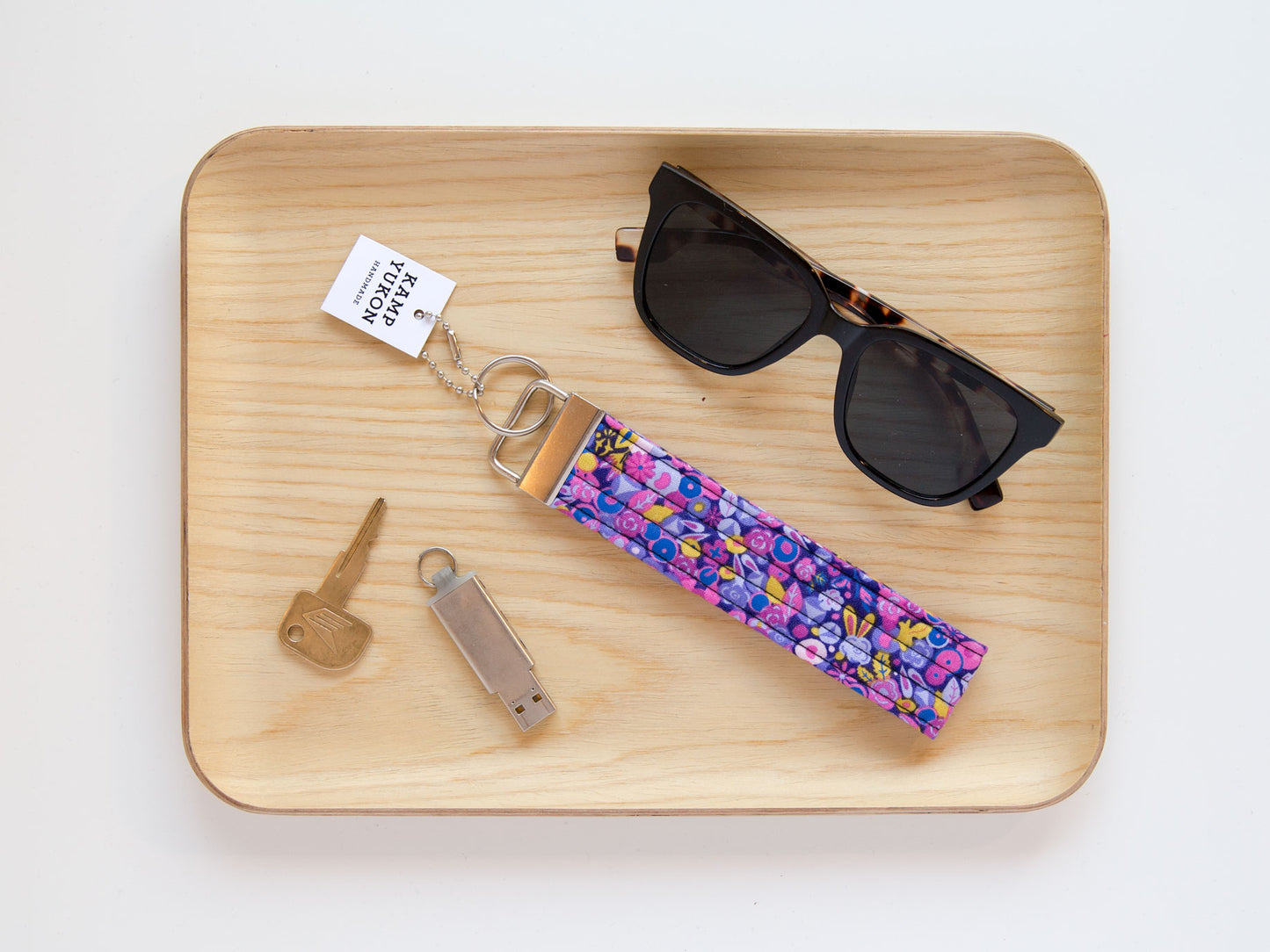 Keychain Wristlet - Purple Floral