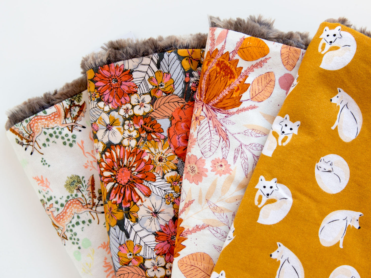 flannel and minky cowls in fall colors