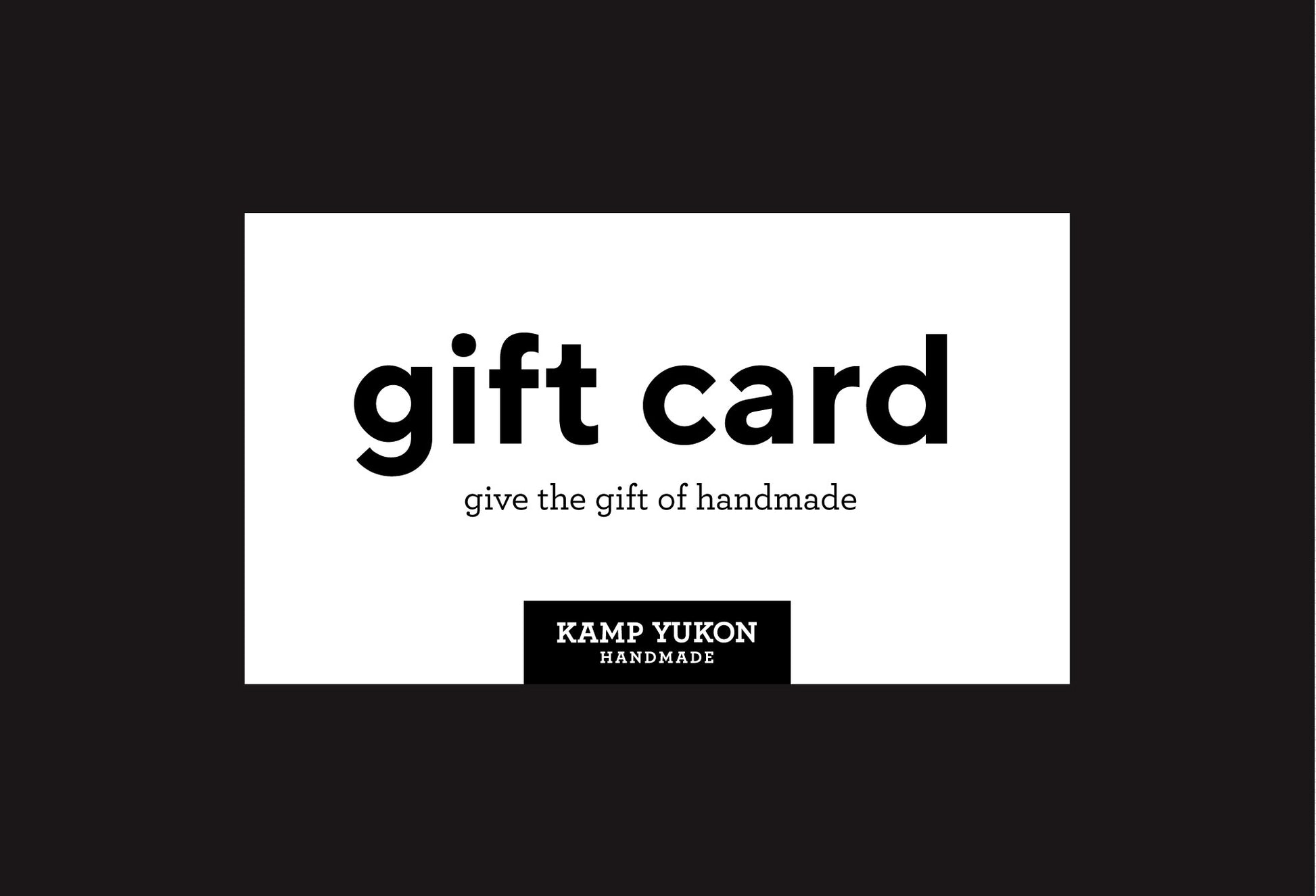Gift card, that says "give the gift of handmade"