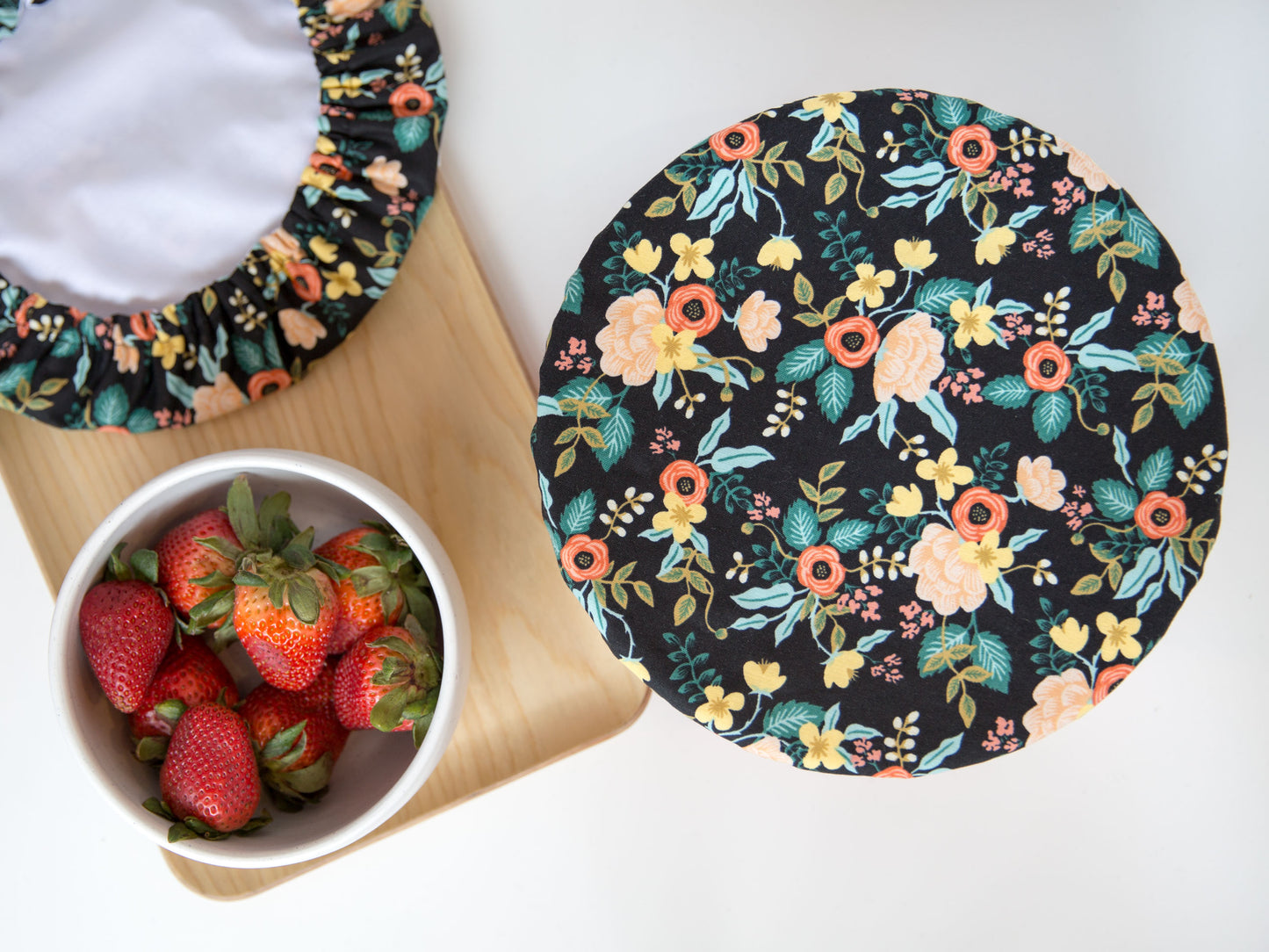 Bowl Cover - Birch Floral Black