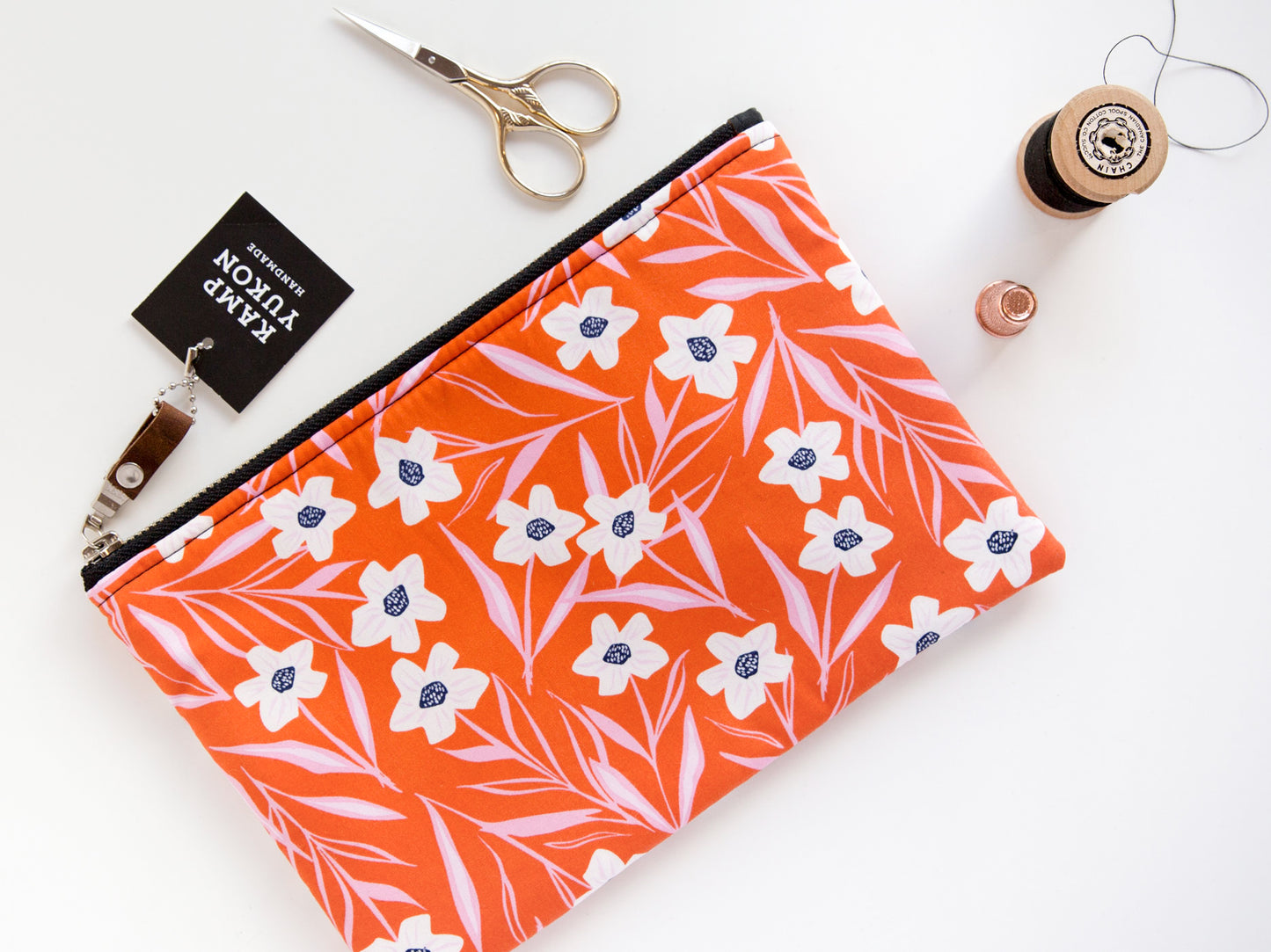 Flat Pouch - Orange Floral