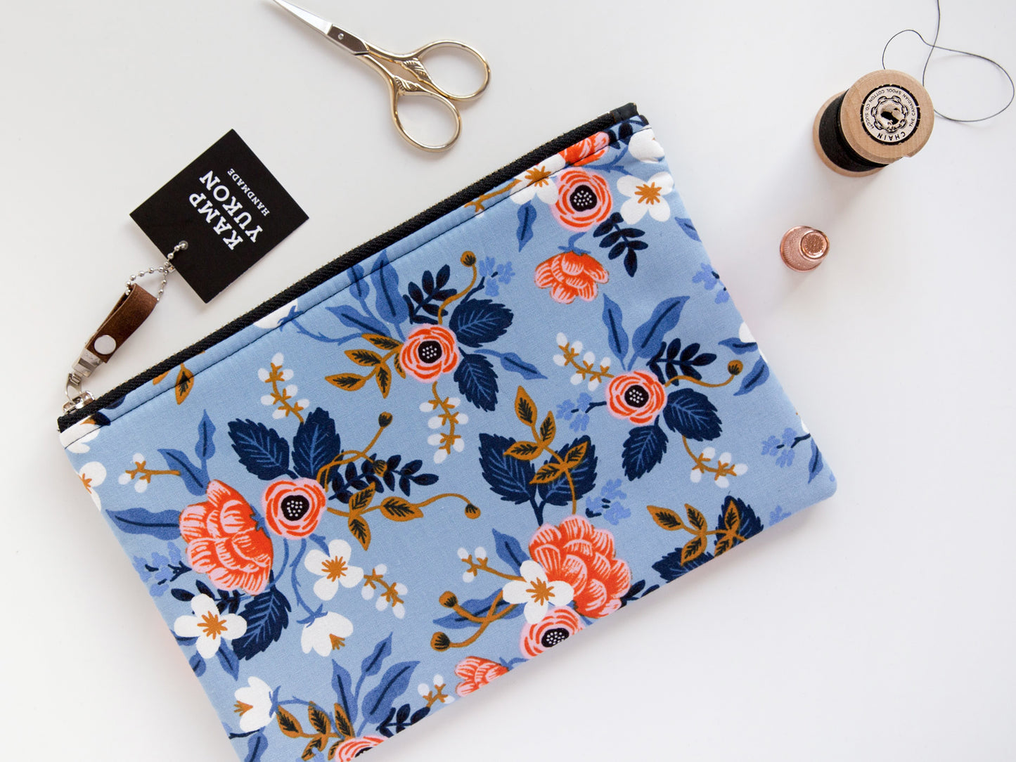 Flat Pouch - Floral Periwinkle