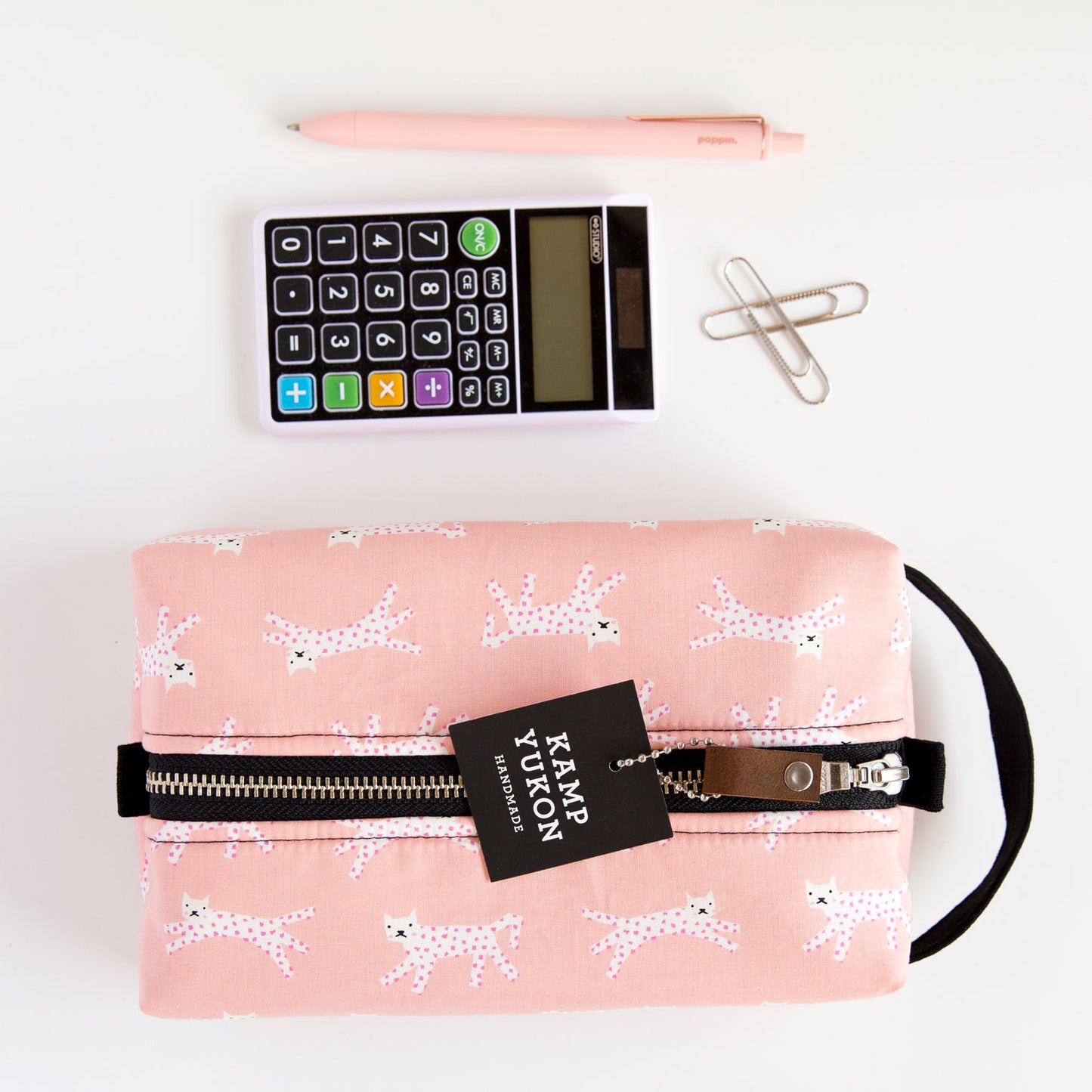 Box Pouch - Leopard Kitties - Pink