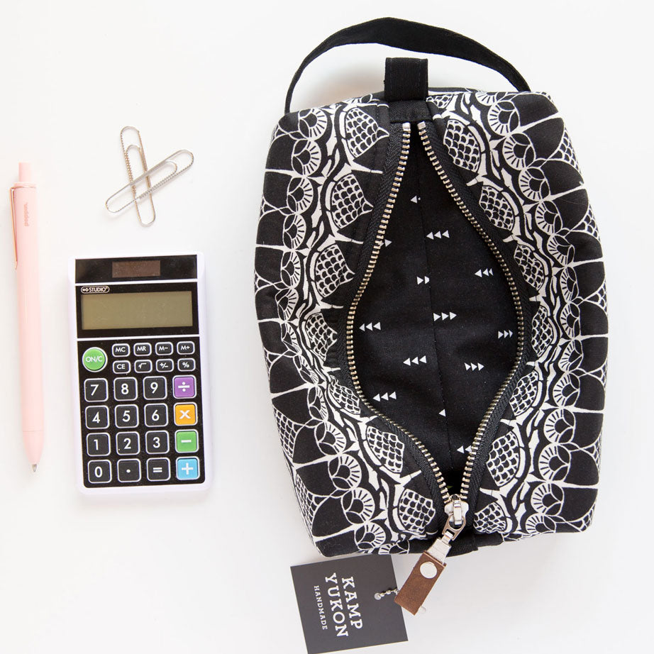 Box Pouch - Owls - Black & White