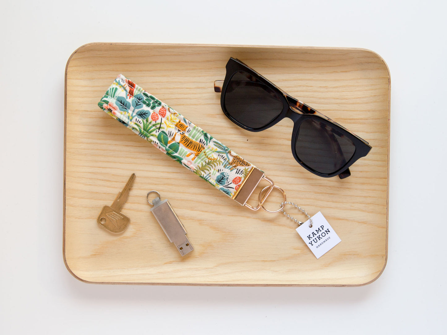 Keychain Wristlet - Jungle - White