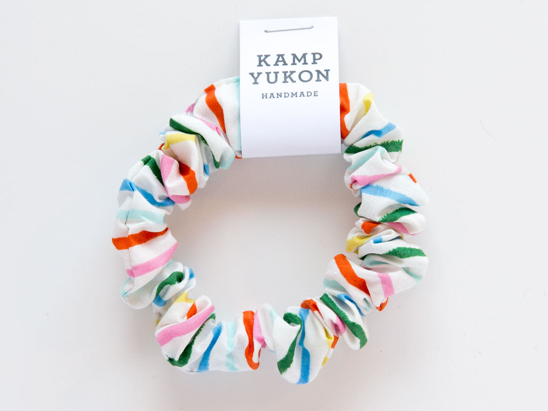 Skinny Scrunchie - Rainbow - White