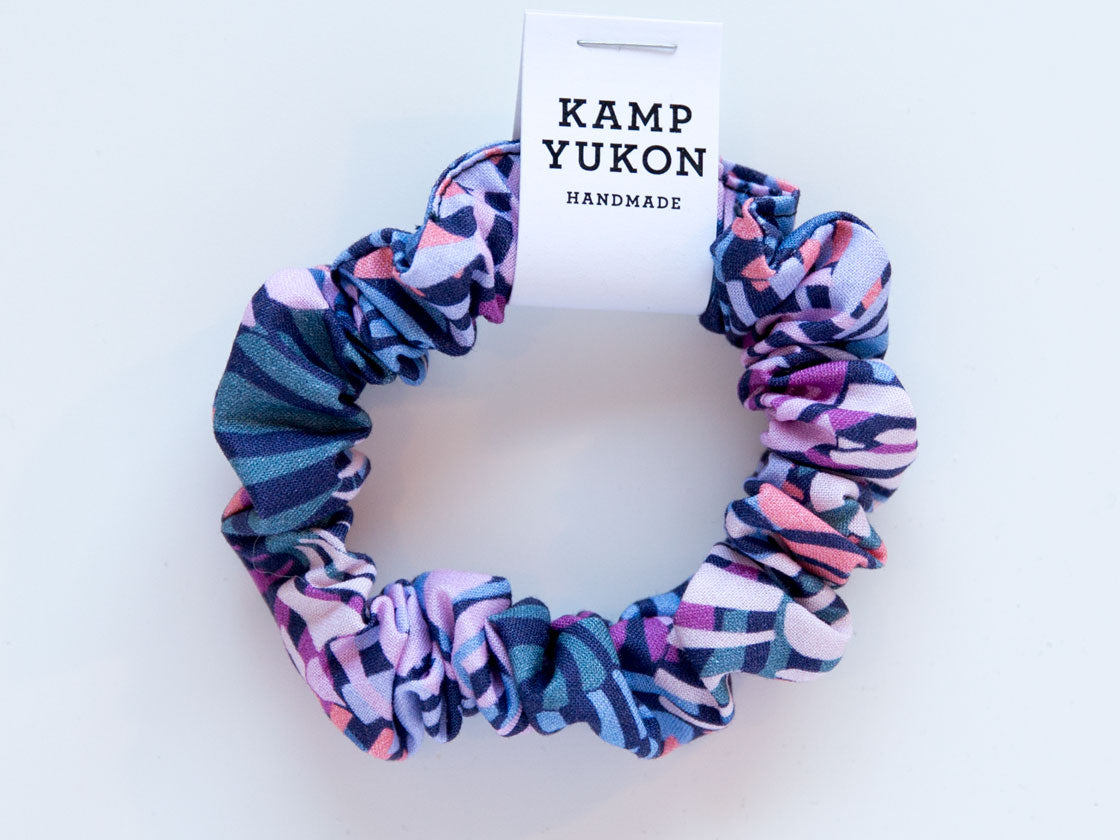 Skinny Scrunchie - Purple Leaves