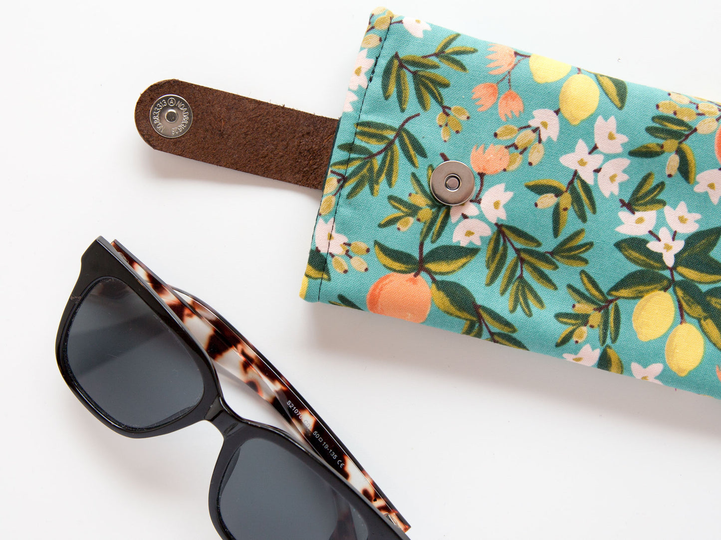 Glasses Case - Citrus Floral - Teal