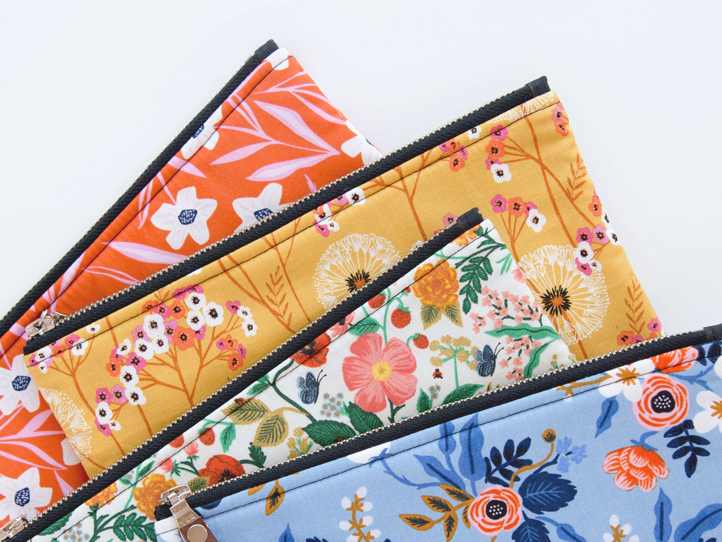 pouches and wallet with pink roses