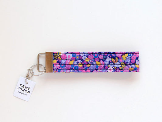 Keychain Wristlet - Purple Floral