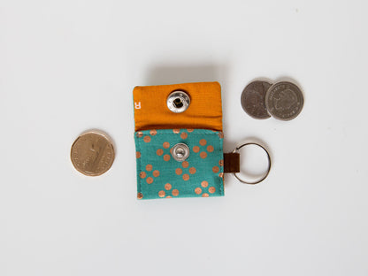 Coin Keeper Keychain - Teal Pixie Dots