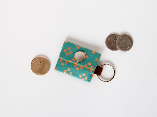 Coin Keeper Keychain - Teal Pixie Dots