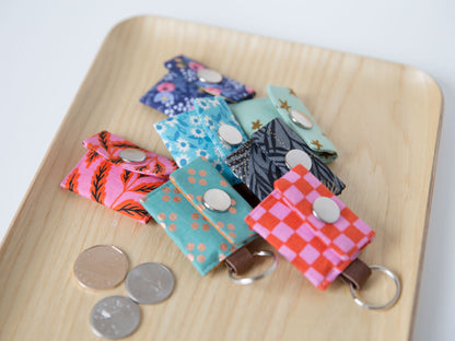 Coin Keeper Keychain - Red and Pink Checkers