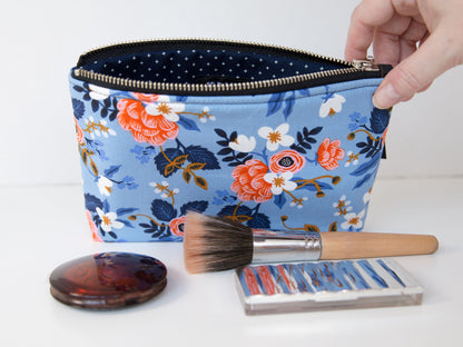 Small Pouch - Birch Floral Periwinkle