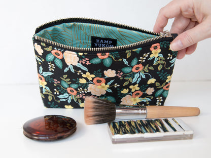 Small Pouch - Birch Black Floral