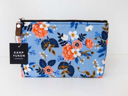 Small Pouch - Birch Floral Periwinkle