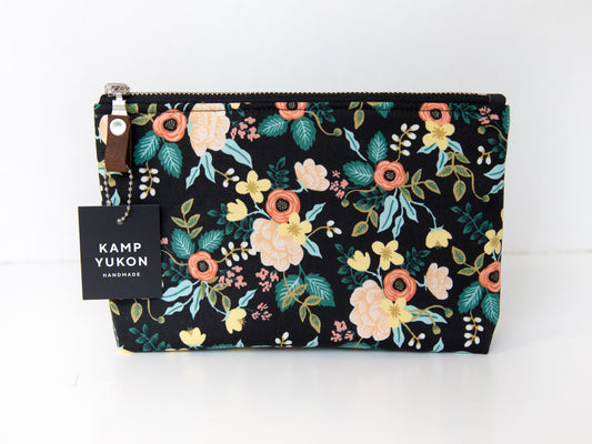 Small Pouch - Birch Black Floral