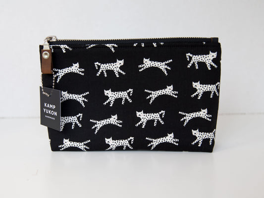 Small Pouch - Leopard Kitties - Black