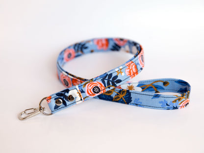 Lanyard - Birch Floral Periwinkle