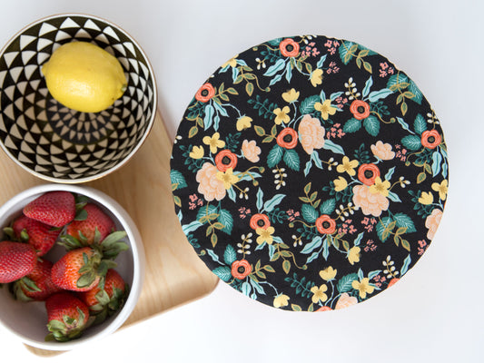 Bowl Cover - Birch Floral Black