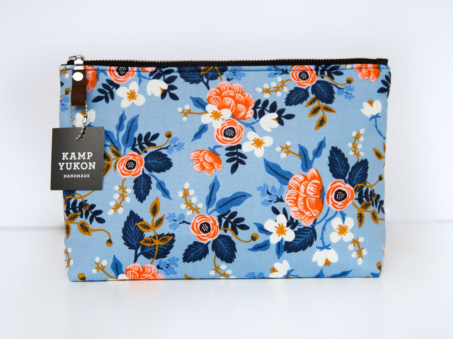 Large Pouch - Birch Floral Periwinkle