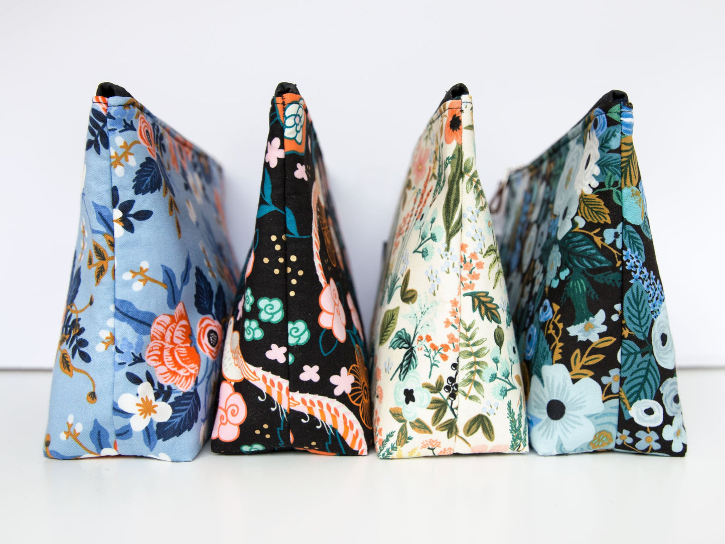 Large Pouch - Birch Floral Periwinkle