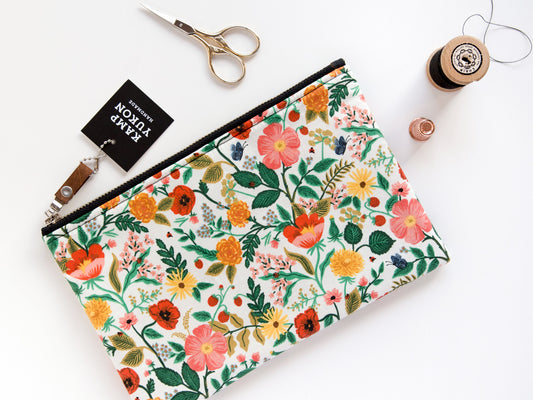 Flat Pouch - Poppy Fields - Cream