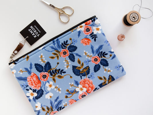 Flat Pouch -  Floral Periwinkle