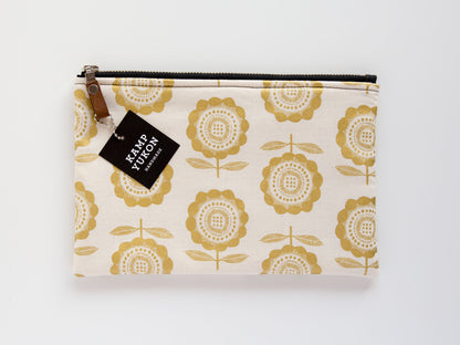 Flat Pouch -  Gold Flowers