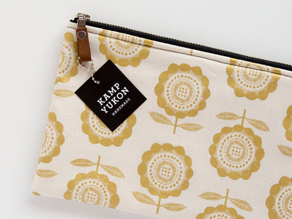 Flat Pouch -  Gold Flowers