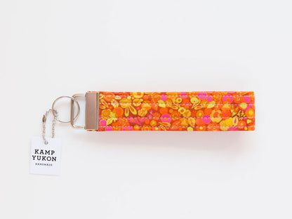 Keychain Wristlet - Orange Floral