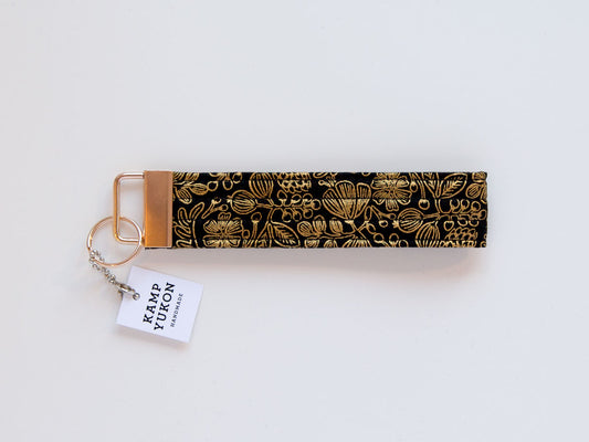 Keychain Wristlet - Gold Floral