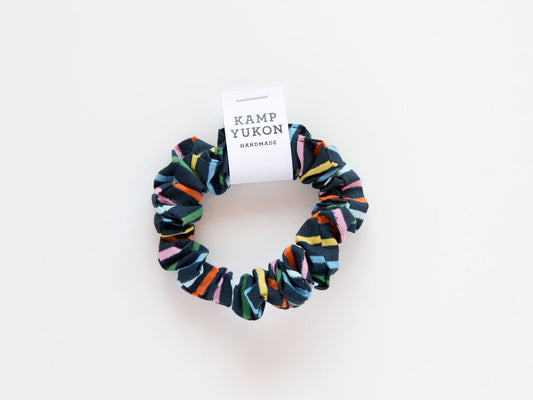 Skinny Scrunchie - Rainbow - Navy