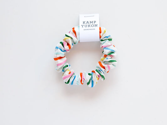 Skinny Scrunchie - Rainbow - White