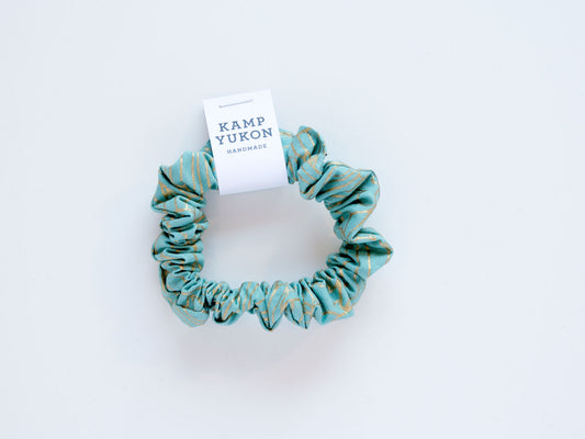 Skinny Scrunchie - Gold Wings - Teal