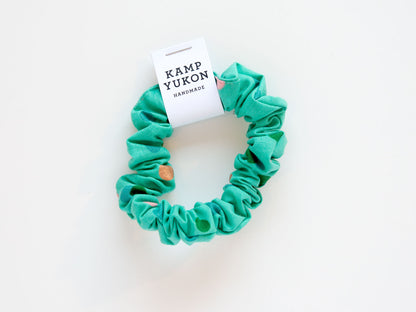 Skinny Scrunchie - Teal Dots