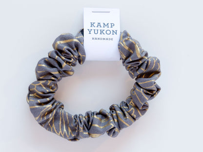 Skinny Scrunchie - Gold Wings - Grey