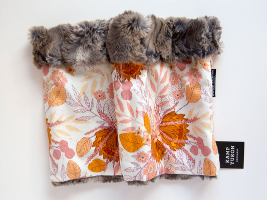minky fur lined cowl scarf with a plaid flannel