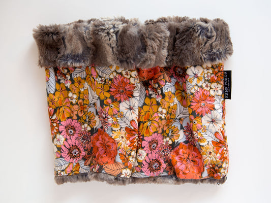 minky fur lined cowl scarf with a plaid flannel
