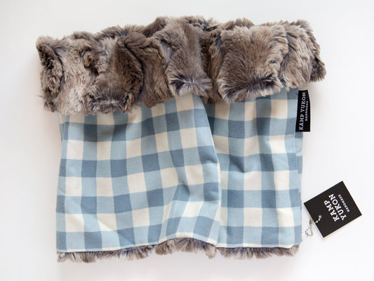 minky fur lined cowl scarf with a plaid flannel