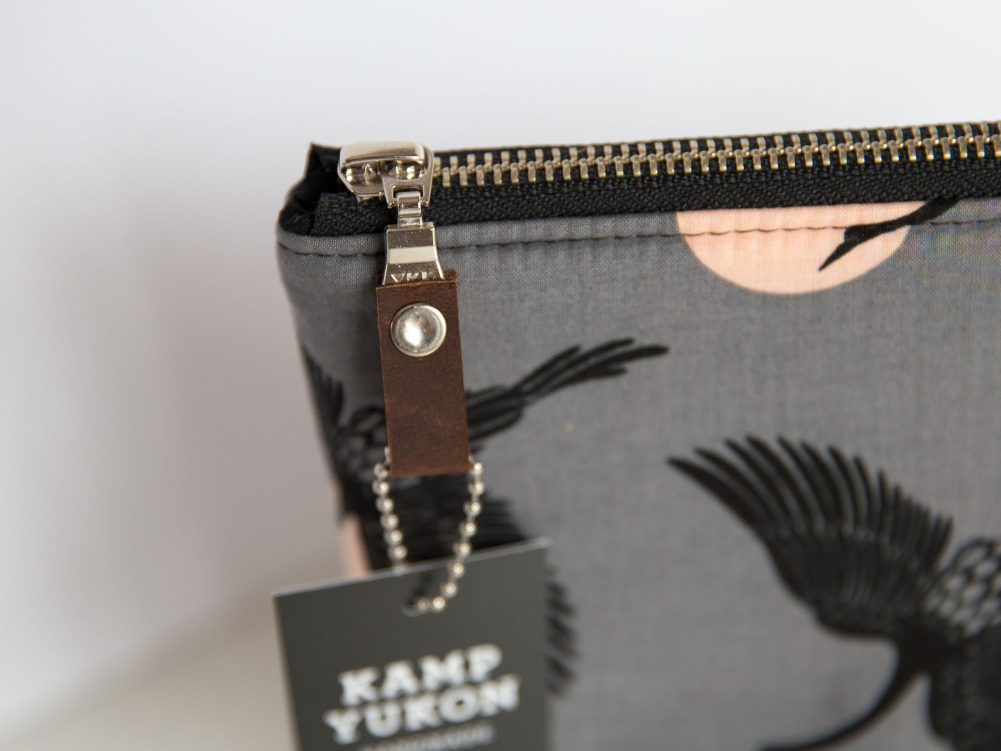 Large Pouch - Cranes - Grey