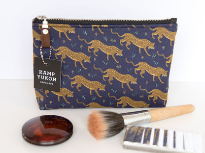 Small Pouch - Leopards - Navy