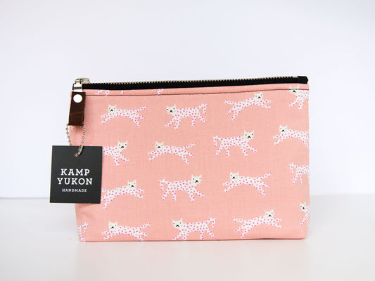 Small Pouch - Leopard Kitties - Pink