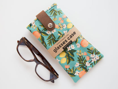 Glasses Case - Citrus Floral - Teal