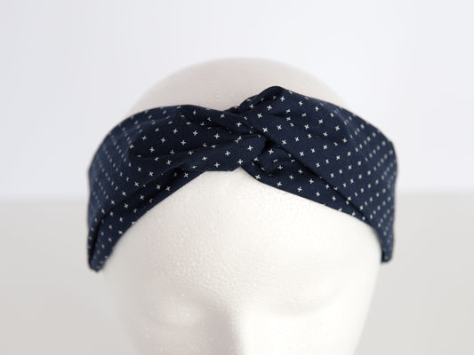 navy headband on a manuquin